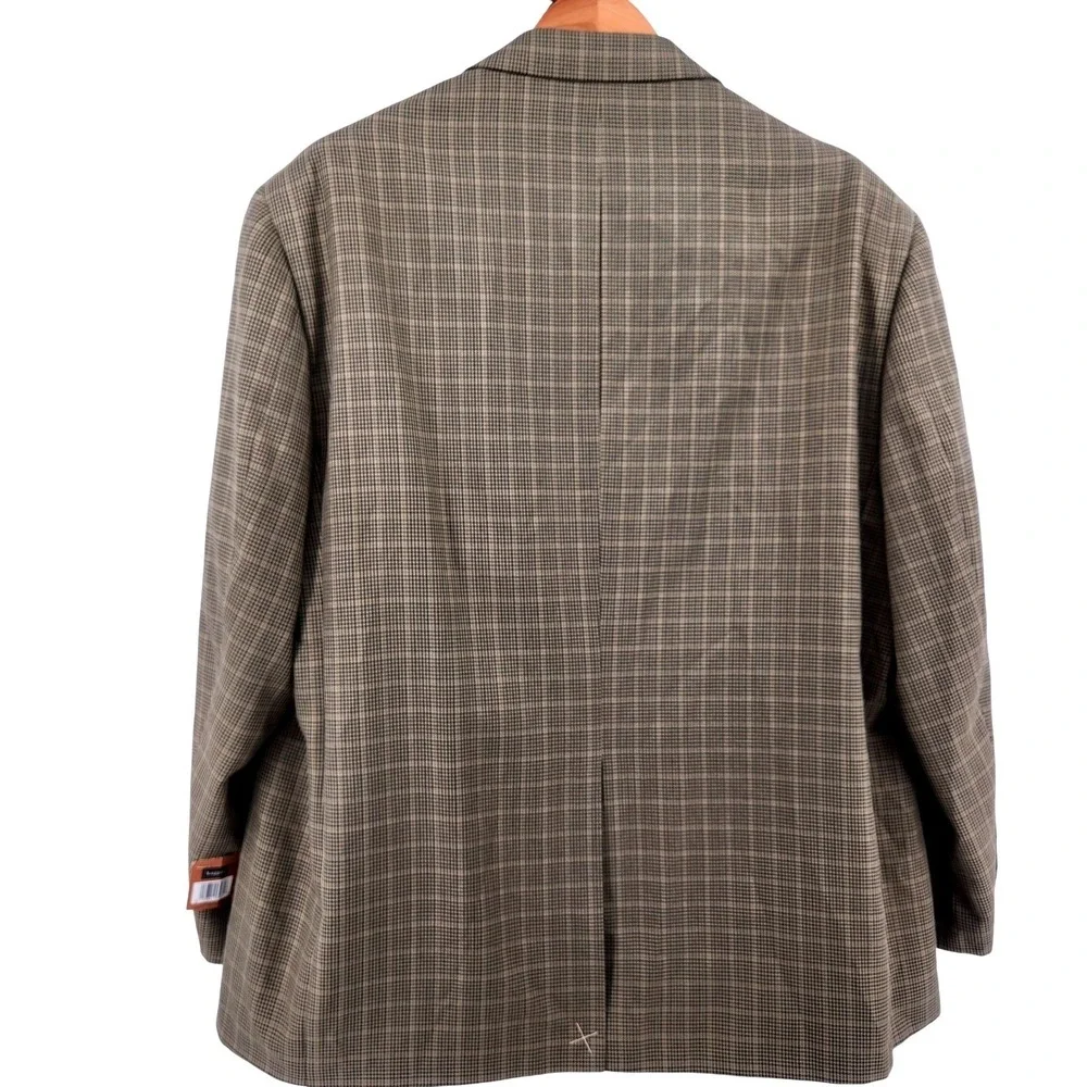 NWT Haggar Multitasker Blazer Mens 50R Brown Micro Check Sport Coat